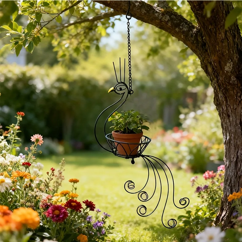 Peacock Hanging Planter Pot Holder for Garden Decor - Image 6