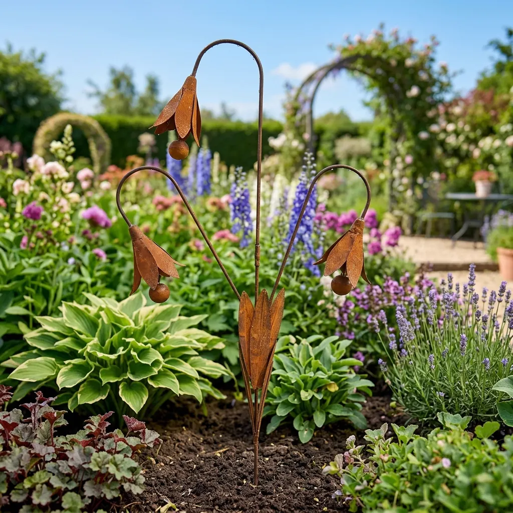 Rustic Bluebell Flower Garden Stake for Outdoor Decor - Image 2