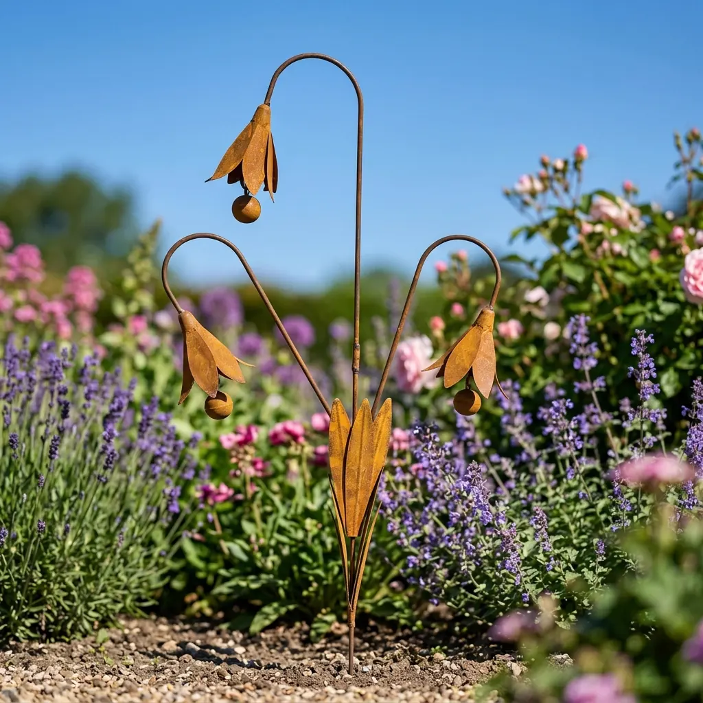 Rustic Bluebell Flower Garden Stake for Outdoor Decor - Image 3