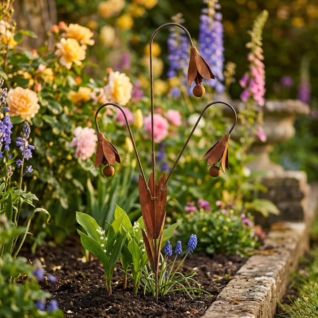 Rustic Bluebell Flower Garden Stake for Outdoor Decor - Image 4