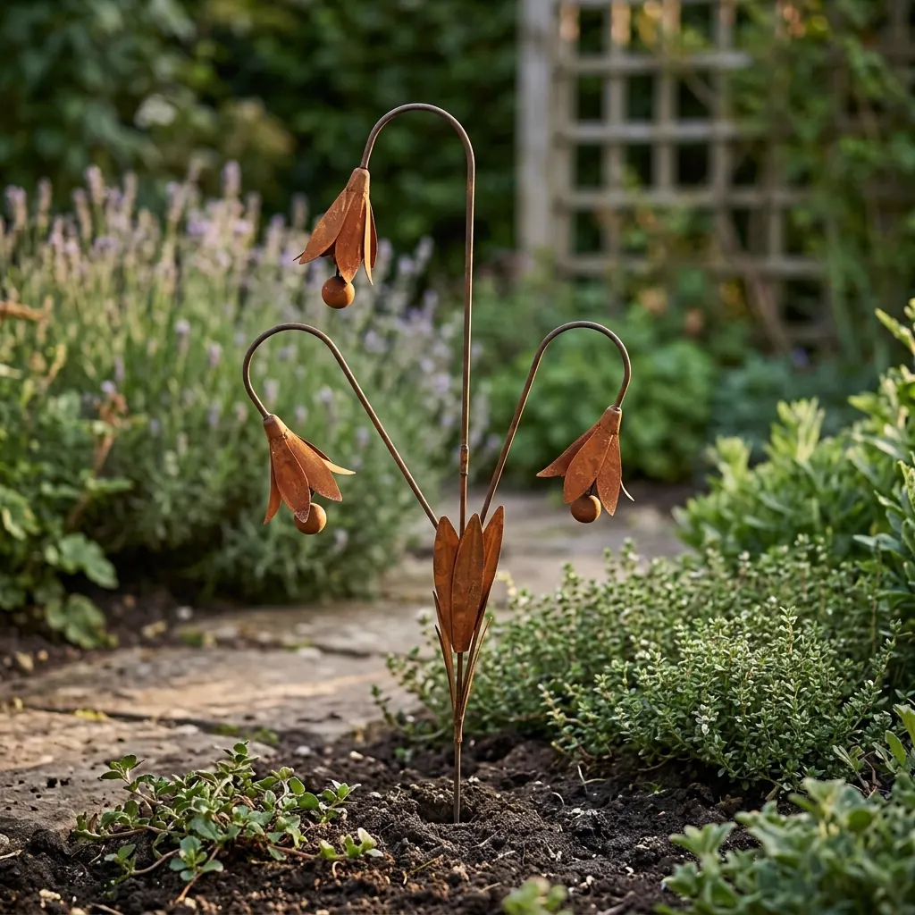 Rustic Bluebell Flower Garden Stake for Outdoor Decor - Image 5