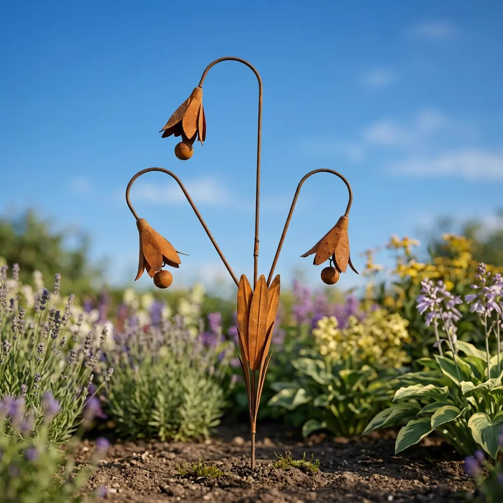 Rustic Bluebell Flower Garden Stake for Outdoor Decor - Image 9