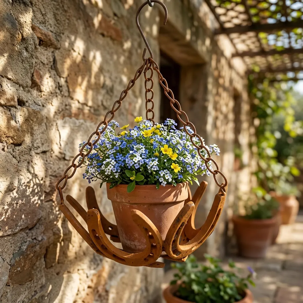 Rustic Horseshoe Hanging Planter for Garden and Patio - Image 2