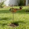 The Garden Helicopter Stake — Rust-Finish Iron Garden Accent
