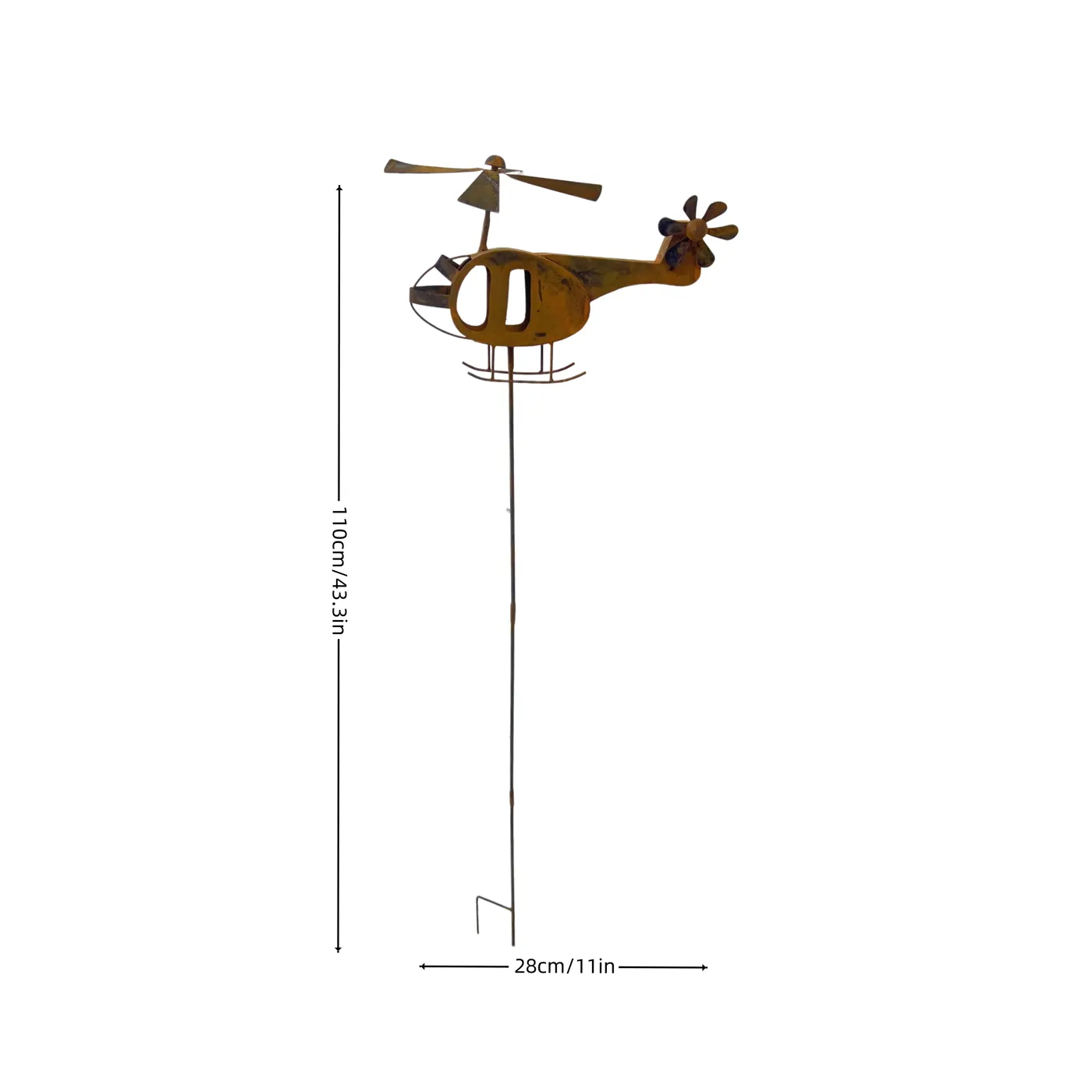 Rustic Metal Helicopter Garden Stake for Outdoor Decor - Image 10