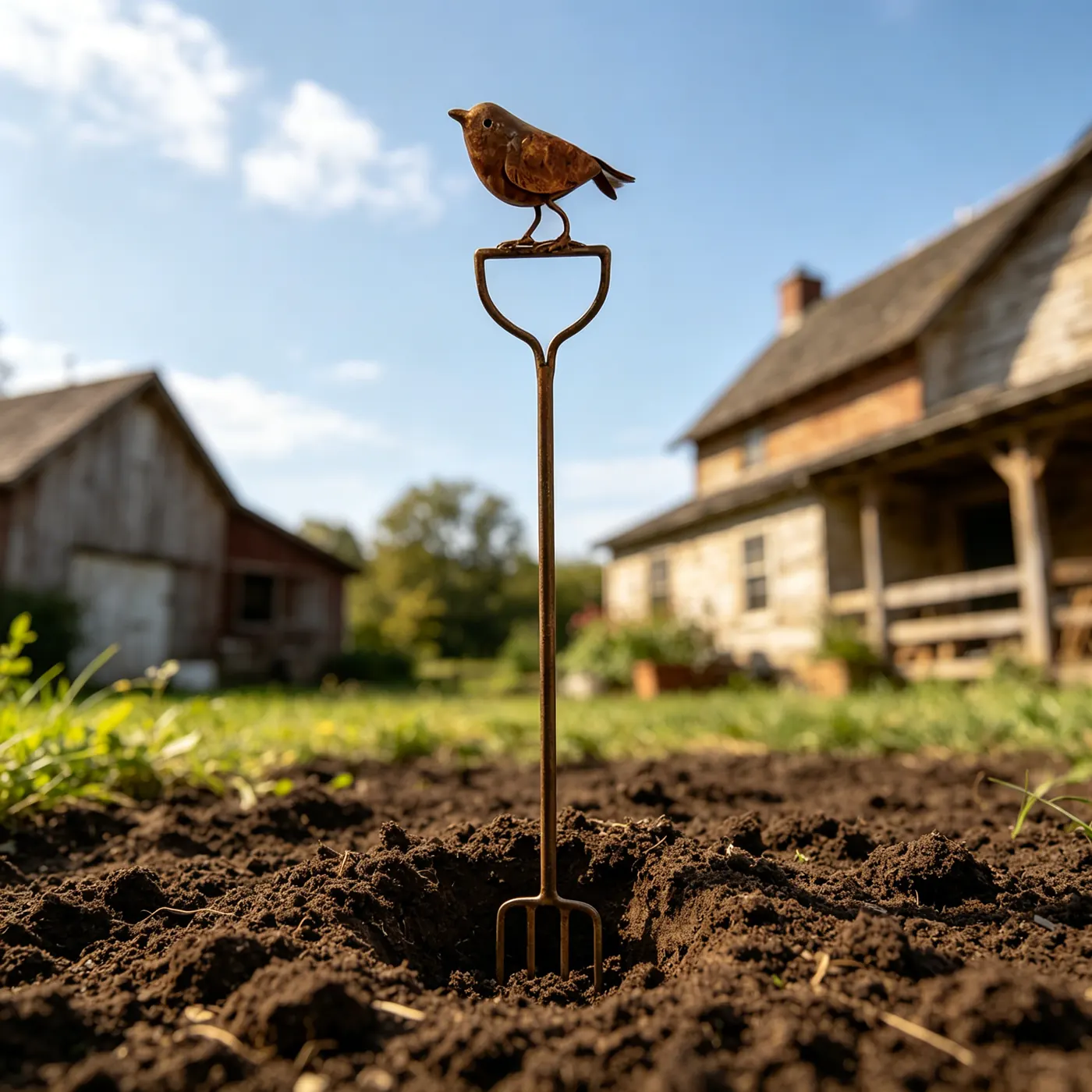 Rustic Robin Bird Garden Stake for Outdoor Decor - Image 2