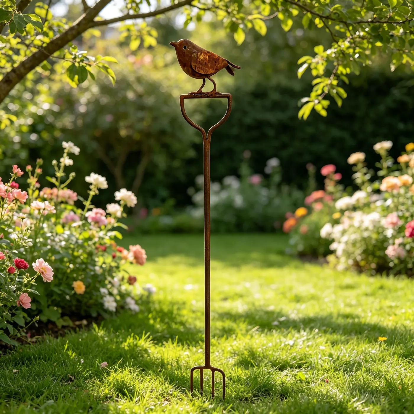 Rustic Robin Bird Garden Stake for Outdoor Decor - Image 3