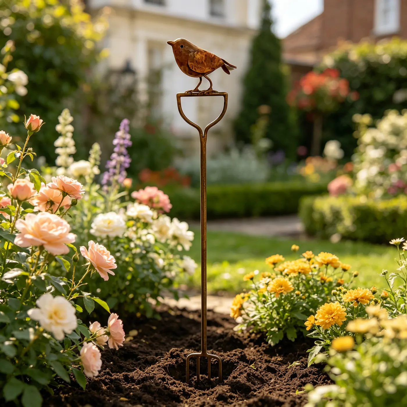 Rustic Robin Bird Garden Stake for Outdoor Decor - Image 4