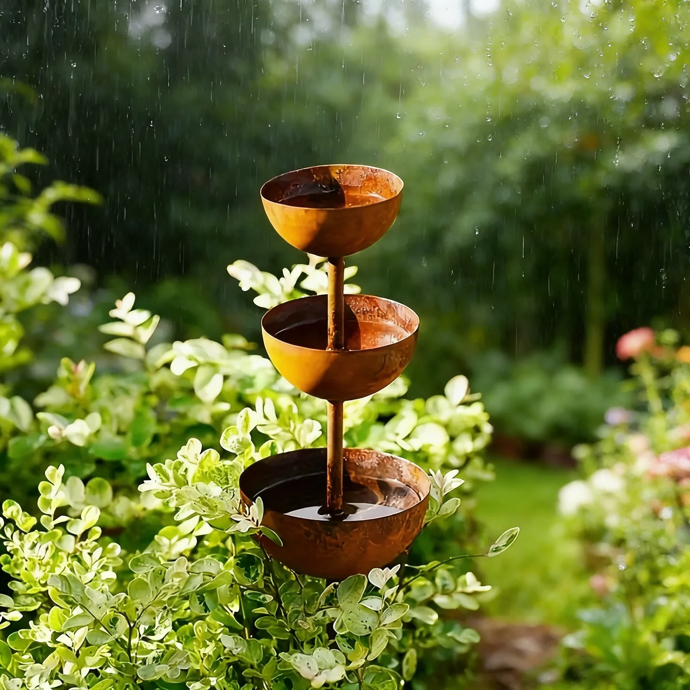 Rustic Three-Tier Bird Waterer Garden Stake - Image 5