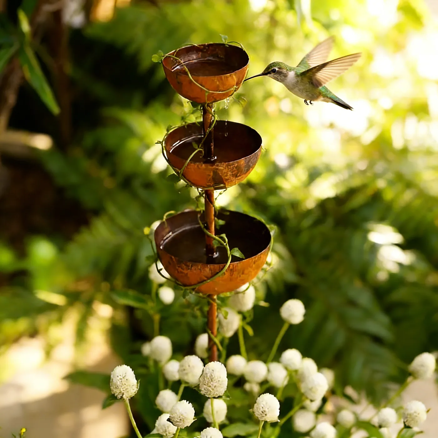 Rustic Three-Tier Bird Waterer Garden Stake - Image 8