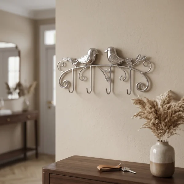 The Two-Bird Key Hook — Silver Iron Entryway Hook