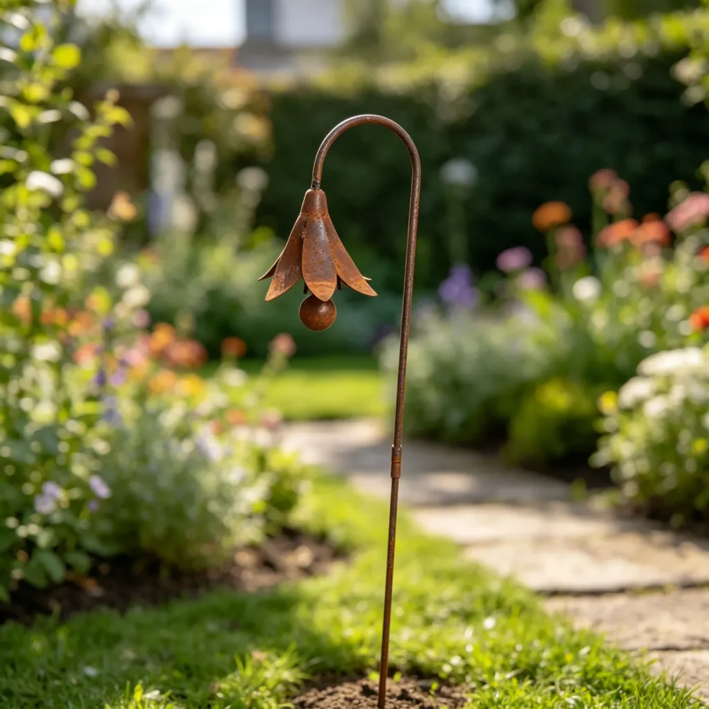 Single bluebell flower garden stake for outdoor decor