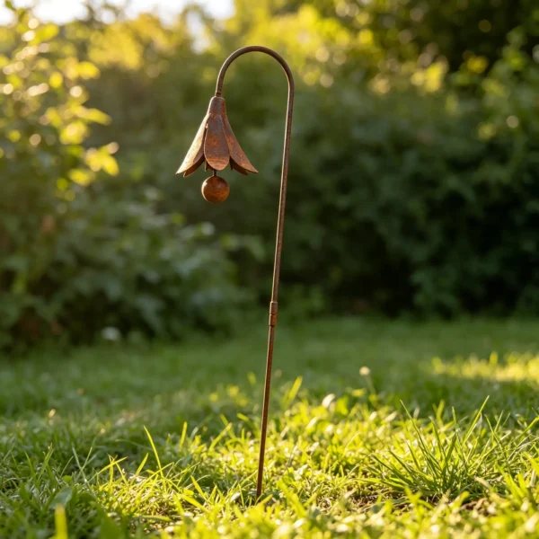 The Bluebell Garden Stake — Rust-Finish Iron Flower Stake