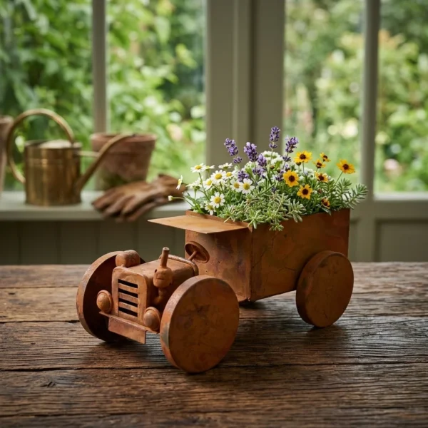 train-planter-01 Rustic train planter for garden and patio decor