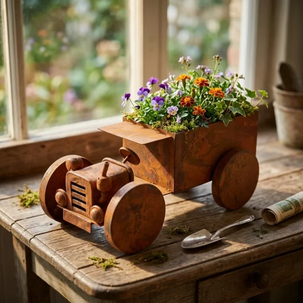 train-planter-07 Rustic Train Planter for Garden and Patio Decor