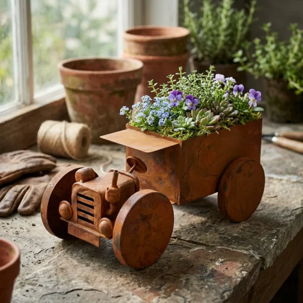 train-planter-09 Rustic Train Planter for Garden and Patio Decor