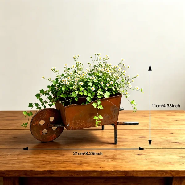 Rustic Wheelbarrow Planter for Garden and Patio Decor