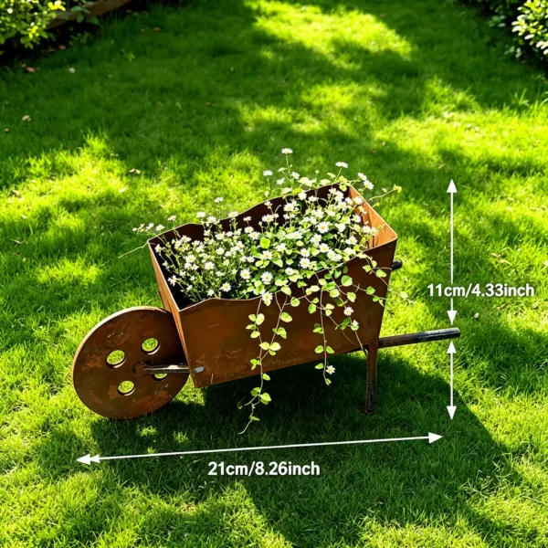 Rustic Wheelbarrow Planter for Garden and Patio Decor