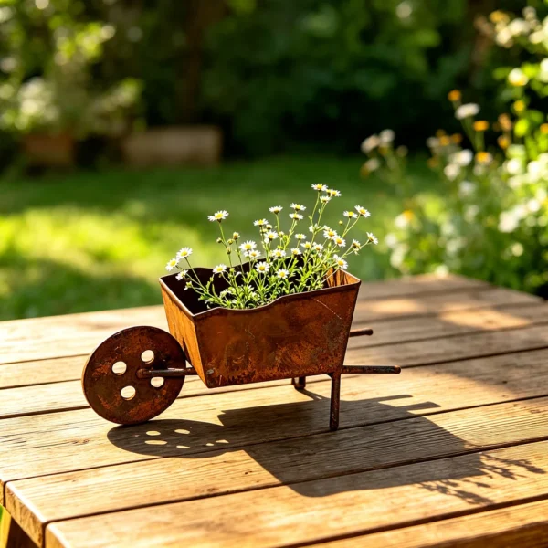 Rustic Wheelbarrow Planter for Garden and Patio Decor