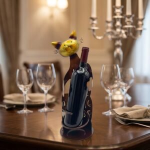 Hand-Painted Cat Wine Rack