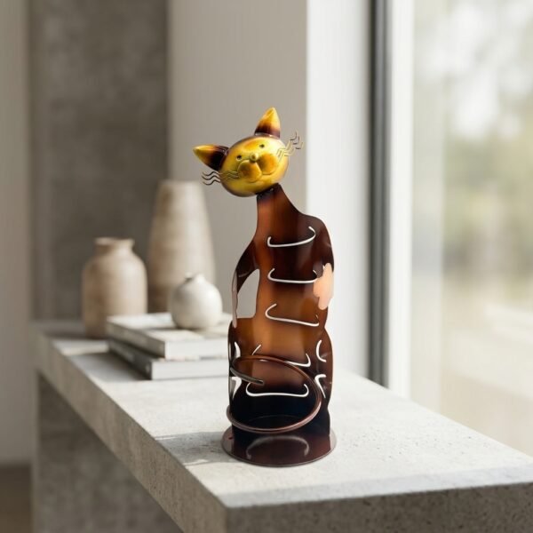 猫造型酒架电商场景图_202605191604 Hand-Painted Cat Wine Rack
