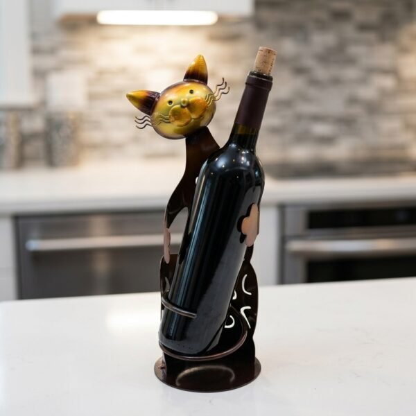 猫造型酒架电商场景图_202605191606 Hand-Painted Cat Wine Rack
