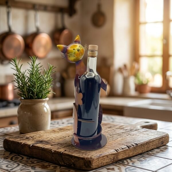 猫造型酒架电商场景图_202605191608 Hand-Painted Cat Wine Rack