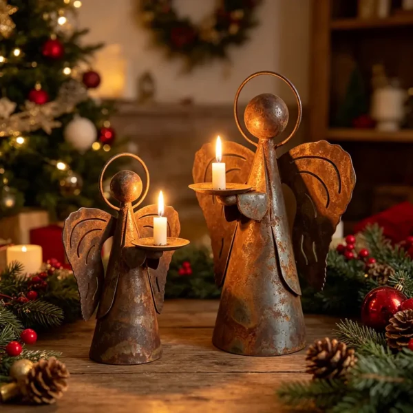 01_angel-candle-holder-1 The Angel Candle Holder — Rust-Finish Iron Tabletop Decor — primary product view