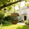 Rustic hanging bird feeder house for garden birds
