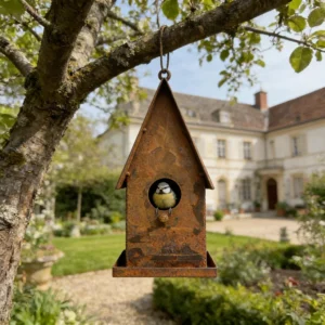 Rustic hanging house birdhouse for garden birds