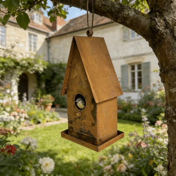 Rustic hanging house birdhouse for garden birds