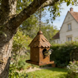 Rustic hanging birdhouse for garden birds