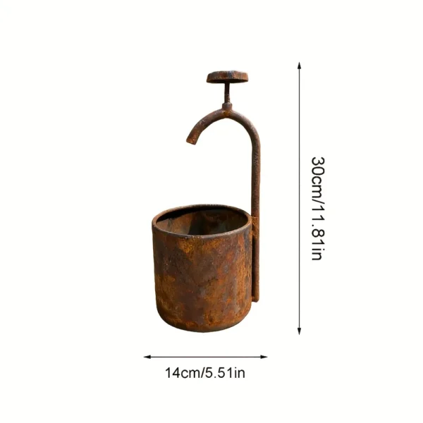 Rustic faucet shaped planter for garden flowers