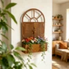 Rustic arched window wall planter for flowers
