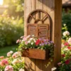Rustic arched window wall planter for flowers