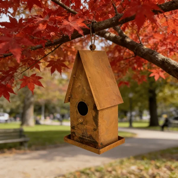 Rustic hanging house birdhouse for garden birds