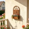 Rustic arched window wall planter for flowers