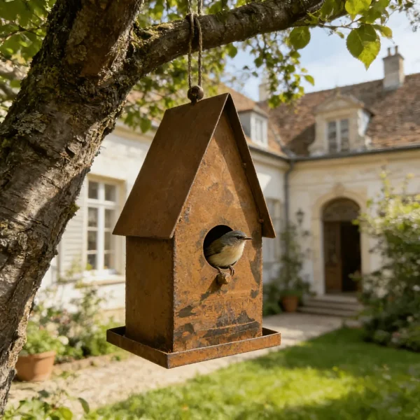 Rustic hanging house birdhouse for garden birds