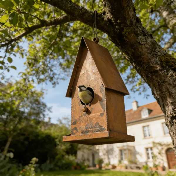 Rustic hanging house birdhouse for garden birds