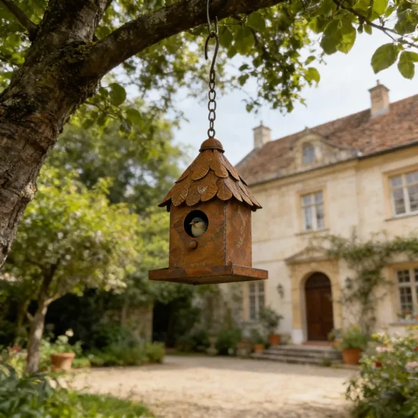 08_rusty-birdhouse Rustic hanging birdhouse for garden birds