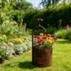 Rustic faucet shaped planter for garden flowers