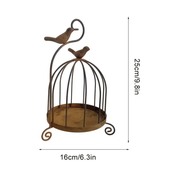 vintage distressed iron birdcage candle holder with bird ornament vintage distressed iron birdcage candle holder with bird ornament