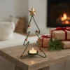 rustic christmas tree iron candle holder for tabletop decor