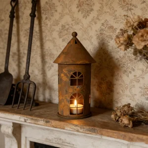 rustic house shaped metal lantern candle holder rustic house shaped metal lantern candle holder