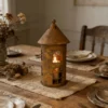 rustic house shaped metal lantern candle holder