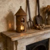 rustic house shaped metal lantern candle holder