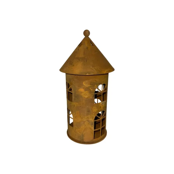 rustic house shaped metal lantern candle holder