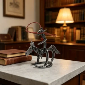 Western cowboy riding horse tabletop decor