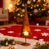 rustic metal christmas tree candle holder lantern for tabletop decor
