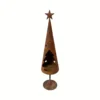 rustic metal christmas tree candle holder lantern for tabletop decor